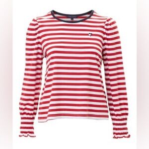 Tommy Hilfiger Women's Smocked Cuff Striped Long Sleeve Tee - Size L